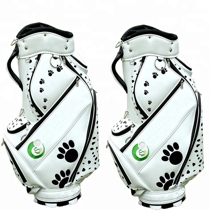 Custom Crytal Top Quality PU Leather Golf Tour Staff Cart Bags