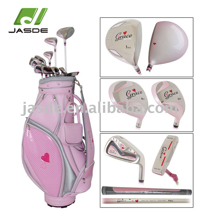 Custom brand lady pink golf complete set with cart bag