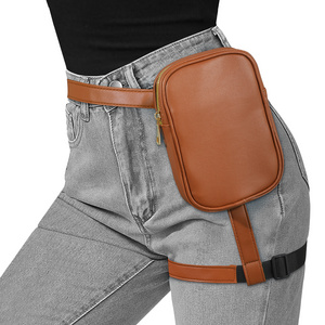 Unisex Custom Color Logo Motorcycle PC Leather Leg Bag Adjustable Belt Thigh Waist Bag Sport Fanny Pack Custom Leg Bag