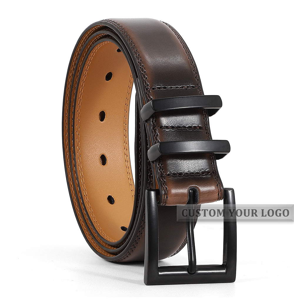 Classic Pin Buckle Design Split Genuine Leather Men Belt Wholesale Price Custom Brand LOGO Cowhide Leather Men Belt