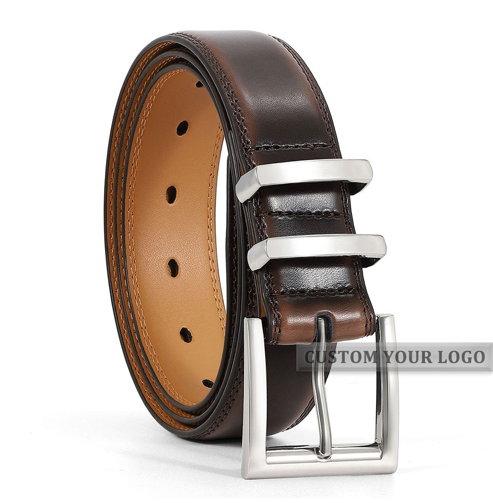 Classic Pin Buckle Design Split Genuine Leather Men Belt Wholesale Price Custom Brand LOGO Cowhide Leather Men Belt