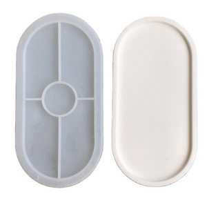 DIY Tray Silicone Resin Mold For Oval Plate Soft Oval Crystal Silicone Molds for Casting with Resin Concrete and Polymer Clay