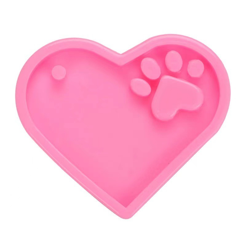 DIY Crafts Making Dog Bone Shaped Keychain Silicone Resin Molds Heart Cat Paw Mold Dog Tag Charm Resin Molds For Keychains