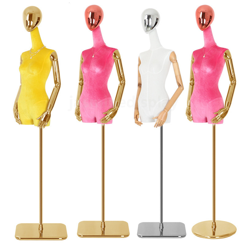 High quality colorful velvet fabric covered female mannequin full body for trousers pants display women standing dummy mannequin