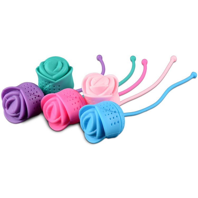 BPA Free Food Grade  Silicone Tea Bag Filter Rose Shape Silicone Flower Tea Infuser