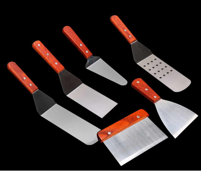 Exclusive Griddle Tool Kit Stainless Steel Slant Griddle Spatula Diner Flat Straight Blade BBQ Griddle Scraper