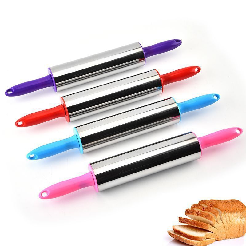 Non-Stick Cake Decorating  Rolling Pins Plastic Handle  Stainless Steel Roller Rolling Pin