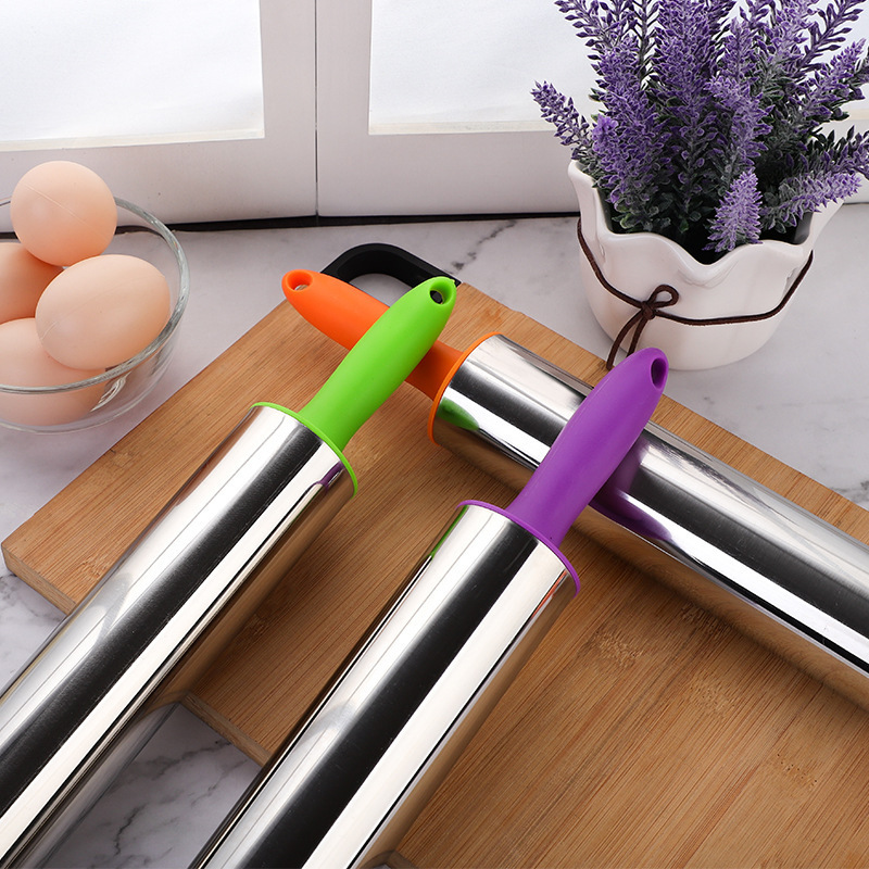 Non-Stick Cake Decorating  Rolling Pins Plastic Handle  Stainless Steel Roller Rolling Pin