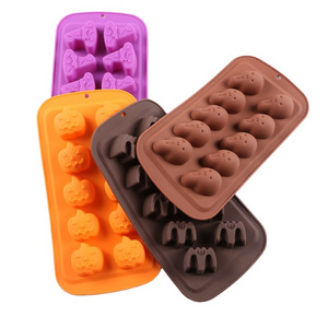 BPA Free  Food Grade Halloween Candy Molds 4 Pcs Chocolate Molds Silicone with Ghost Pumpkin Bat & Witch Hat