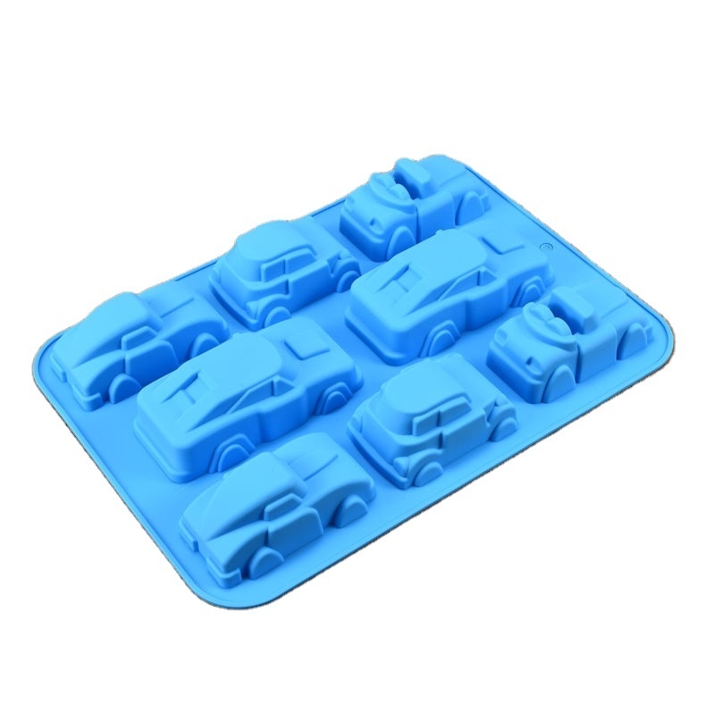 Silicone Baking Mold 1 Pack 8 Cavity Non-stick 3D Car Shape  Pure Silicone Soap Mold For Make Cake Soap Jelly Pudding Mold