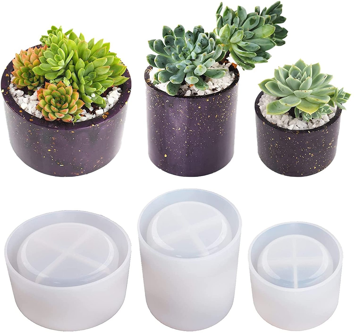 Easy Release Round Pot Resin Molds Plant Pots Silicone Molds Succulent Plants Concrete Planter Vase Molds for DIY Gardening Pots