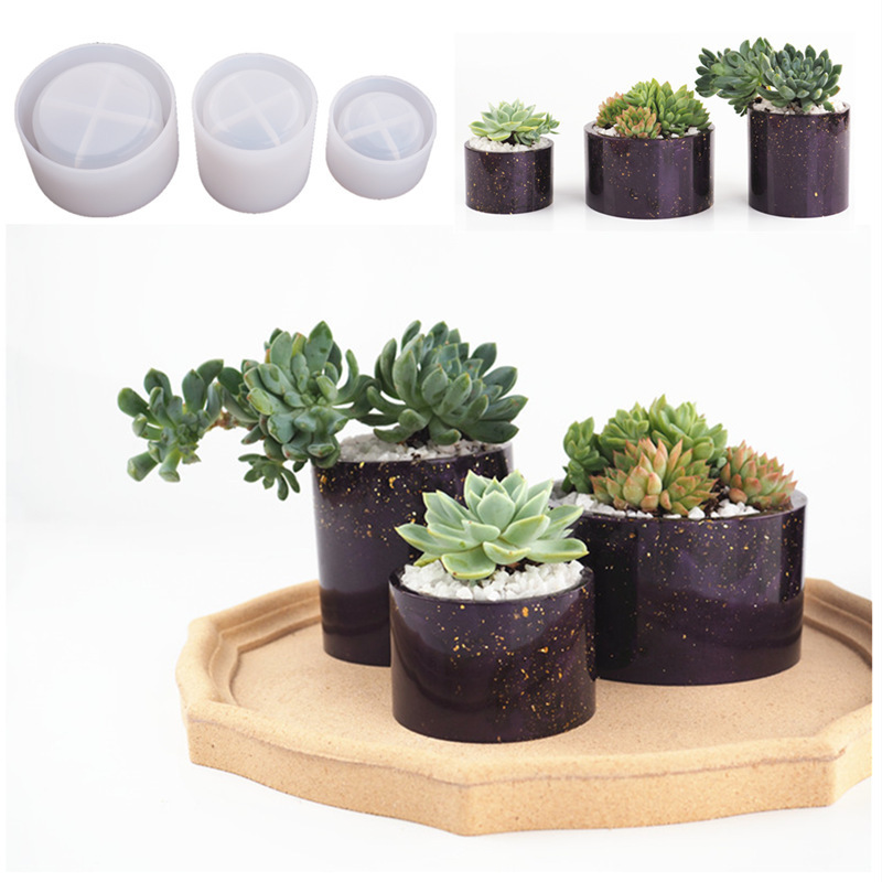 Easy Release Round Pot Resin Molds Plant Pots Silicone Molds Succulent Plants Concrete Planter Vase Molds for DIY Gardening Pots