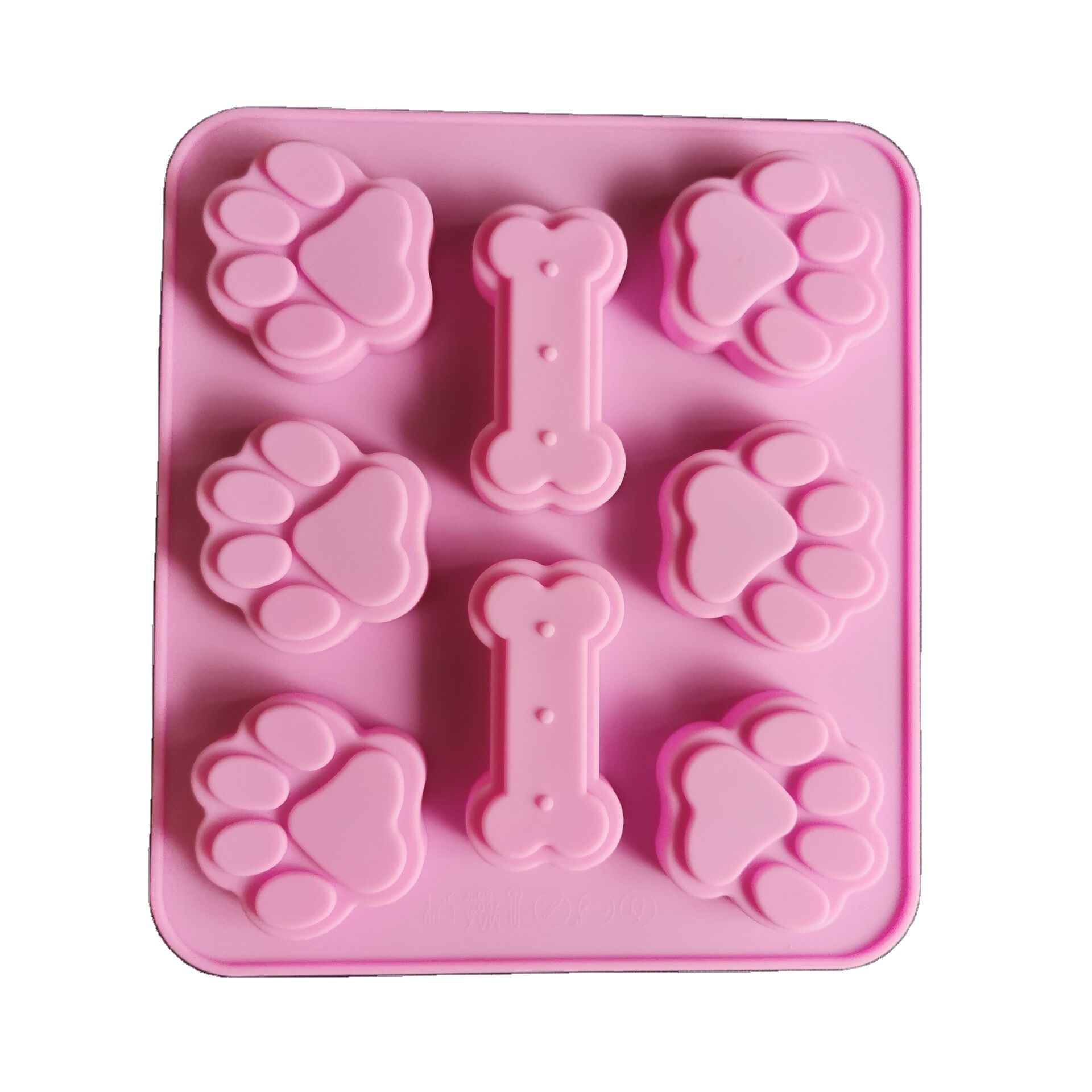 BPA Free Wholesale  8 Holes Paw Print Dog Bone Shaped  Cake Molds Silicone Chocolate Moulds and Candy Molds