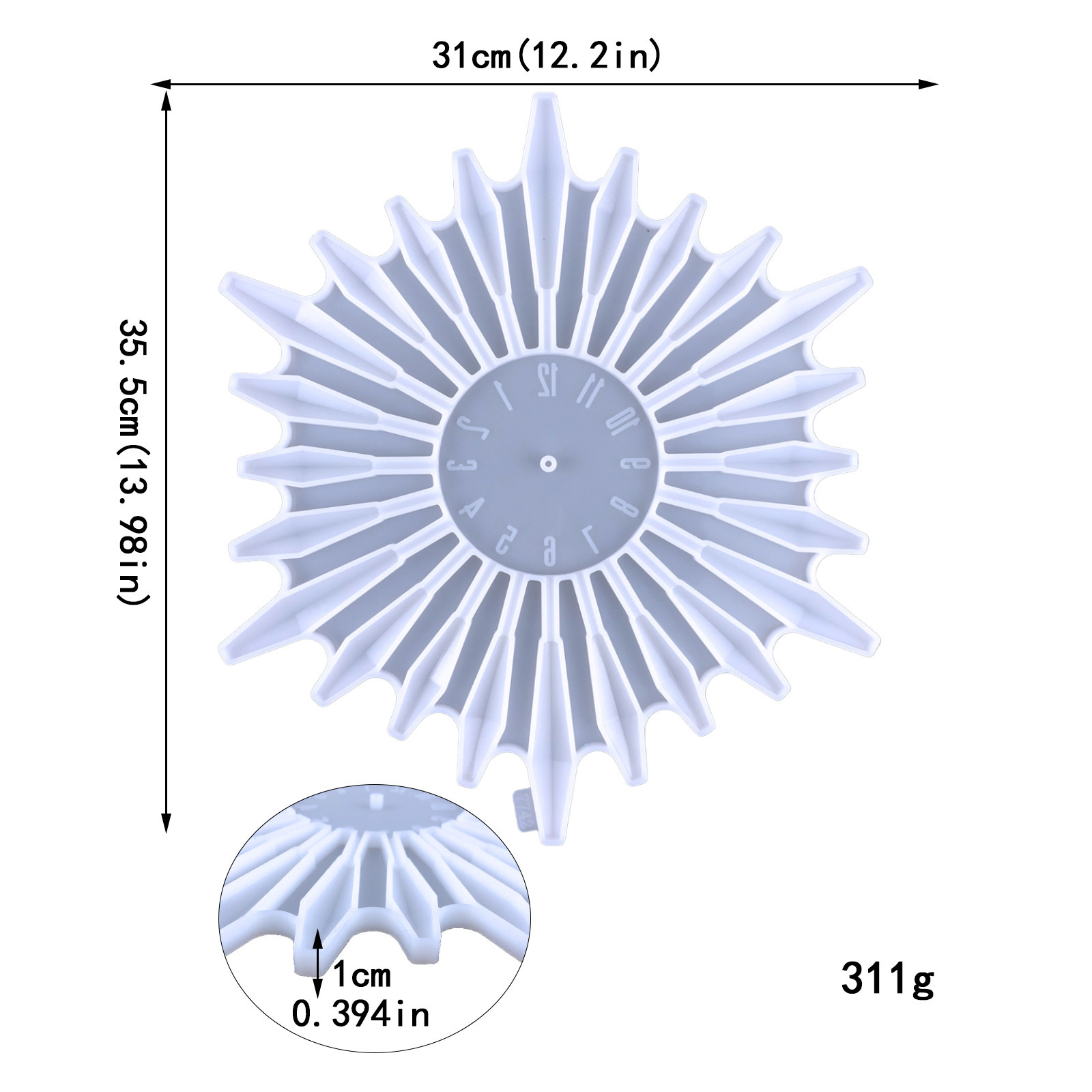 Silicon Decor Resin Mold Kit for Wall Home Decoration Clock Mold for Epoxy Resin Casting  Silicone Resin Mold for Large Clock