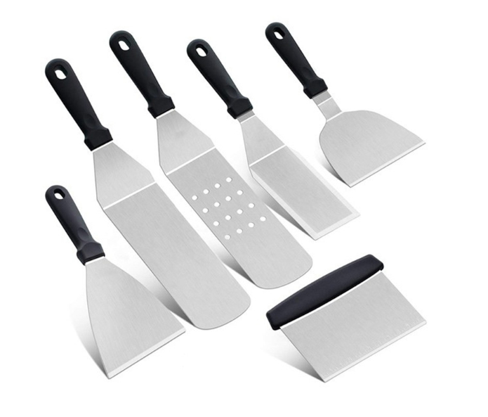 Exclusive Griddle Tool Kit Stainless Steel Slant Griddle Spatula Diner Flat Straight Blade BBQ Griddle Scraper