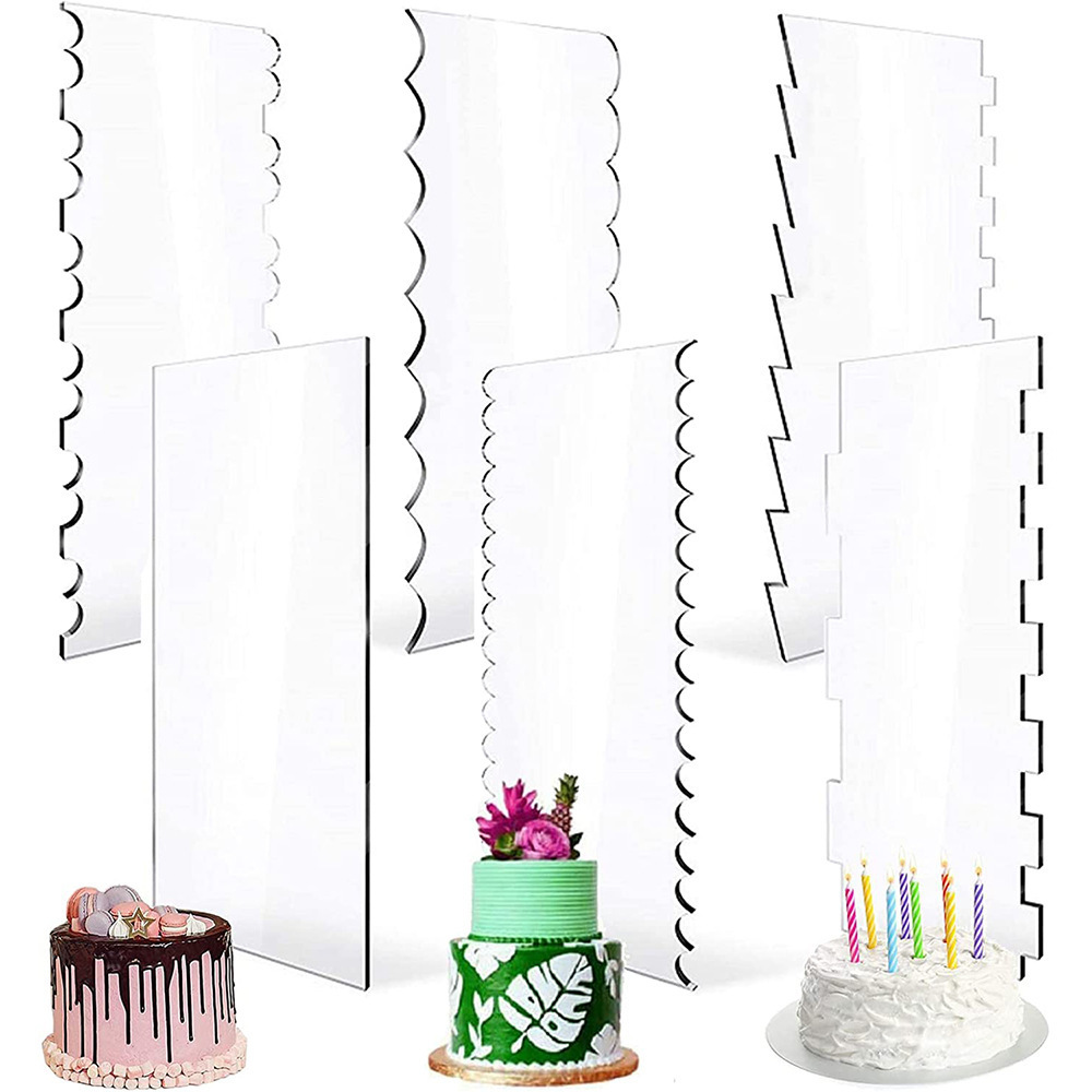 Clear Acrylic Icing Frosting Buttercream Contour Comb Cake Edge Smoother Tool Large Cake Smoother Scraper