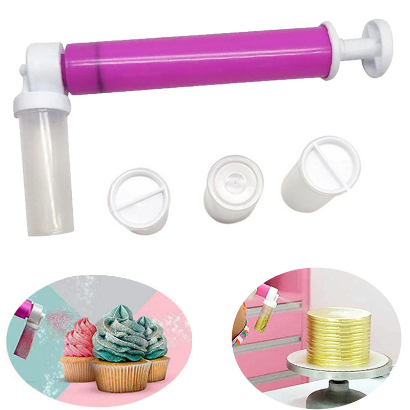 Manual Airbrush for Cake Glitter Decorating Tools DIY Baking Tools with 4pcs Cake Spray Tube Plastic Cake Spray Gun