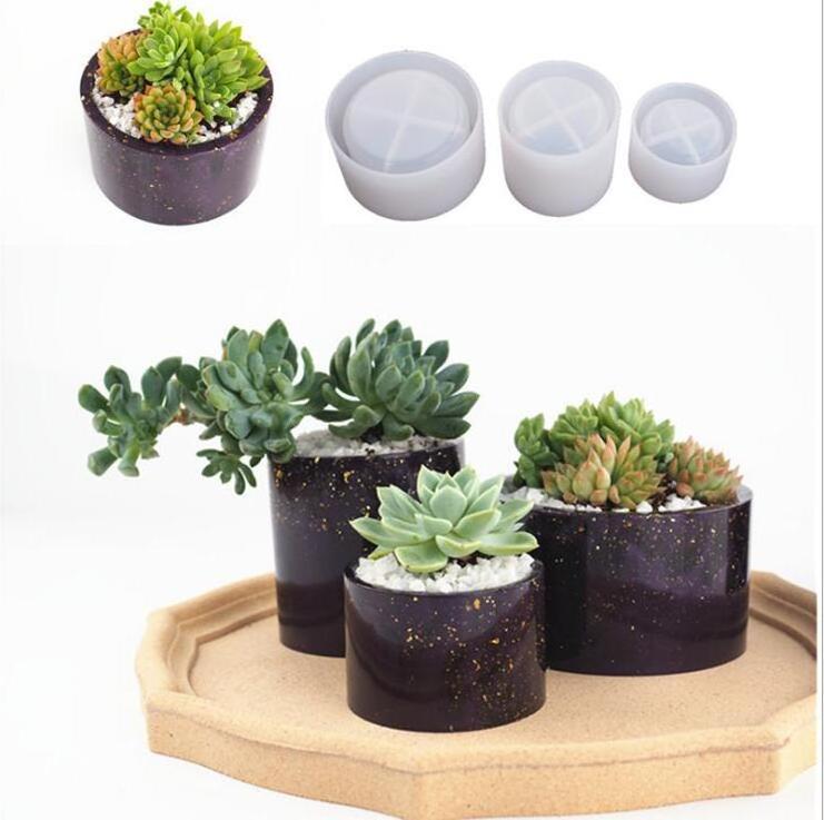 Easy Release Round Pot Resin Molds Plant Pots Silicone Molds Succulent Plants Concrete Planter Vase Molds for DIY Gardening Pots