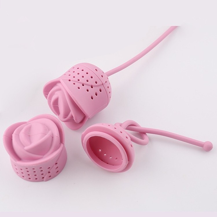 BPA Free Food Grade  Silicone Tea Bag Filter Rose Shape Silicone Flower Tea Infuser