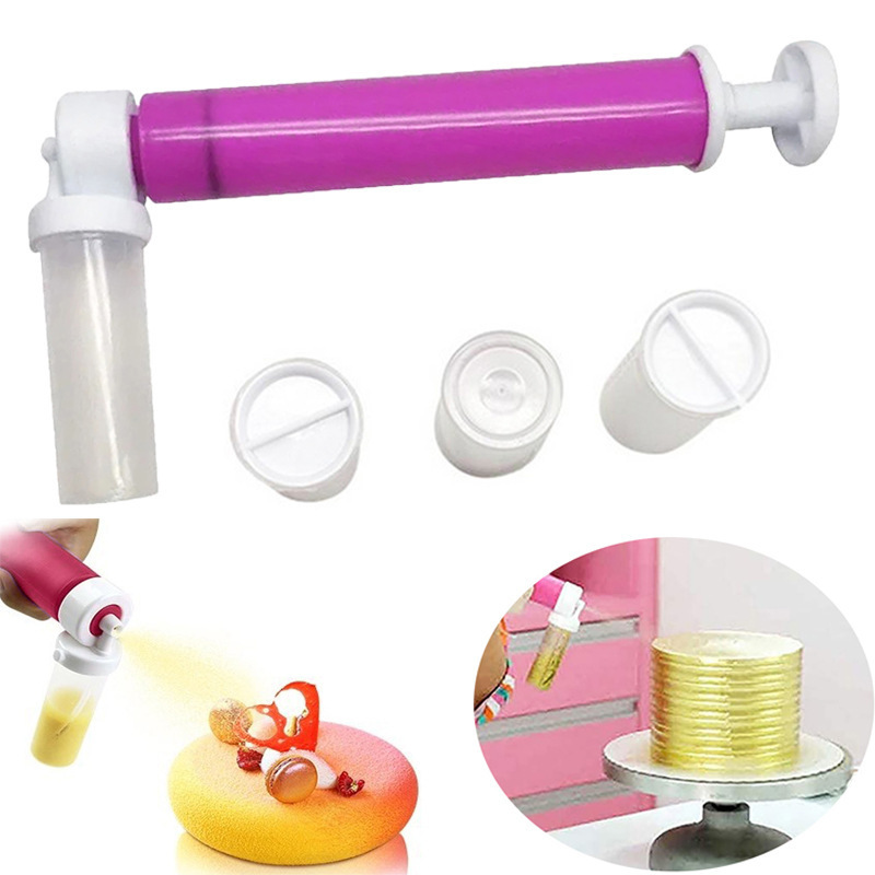 Manual Airbrush for Cake Glitter Decorating Tools DIY Baking Tools with 4pcs Cake Spray Tube Plastic Cake Spray Gun