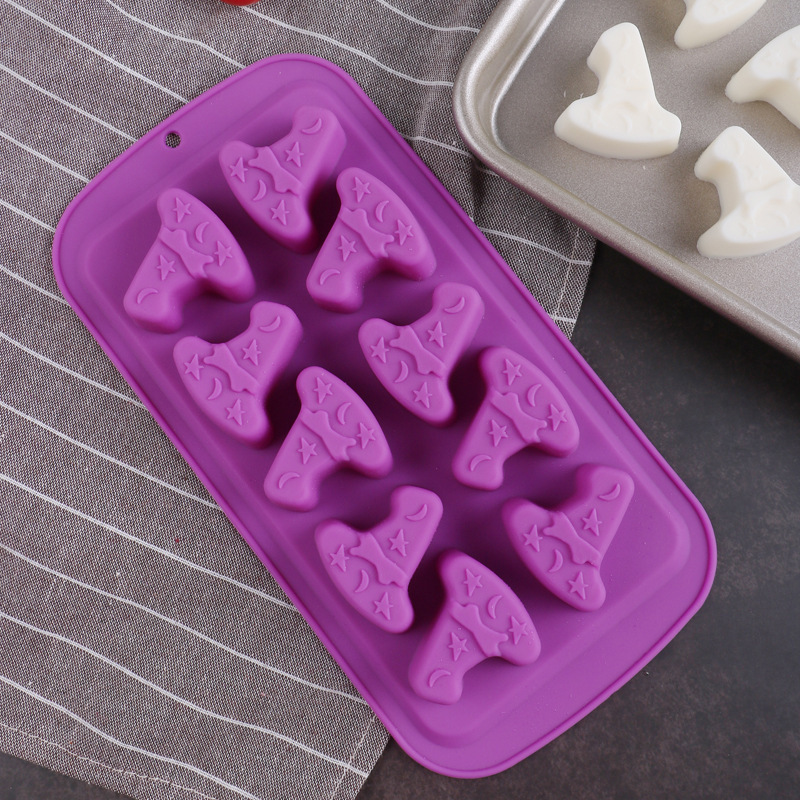 BPA Free  Food Grade Halloween Candy Molds 4 Pcs Chocolate Molds Silicone with Ghost Pumpkin Bat & Witch Hat