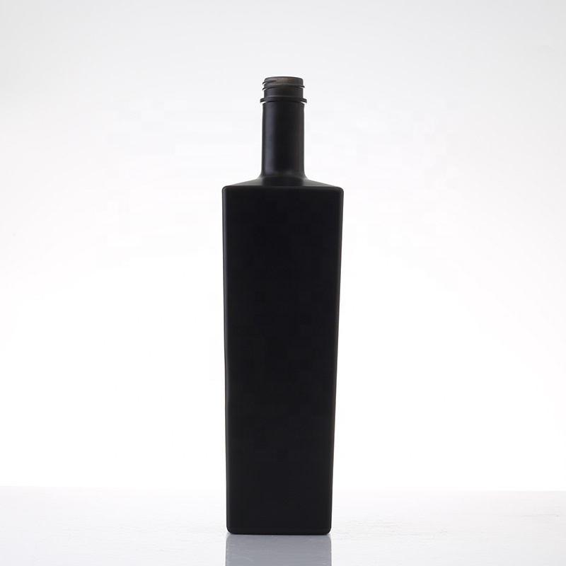 Wholesale New Products Home Bar Ceramic Frosted Spirit Liquor Vodka Gin Whiskey Matte Black Glass Bottle