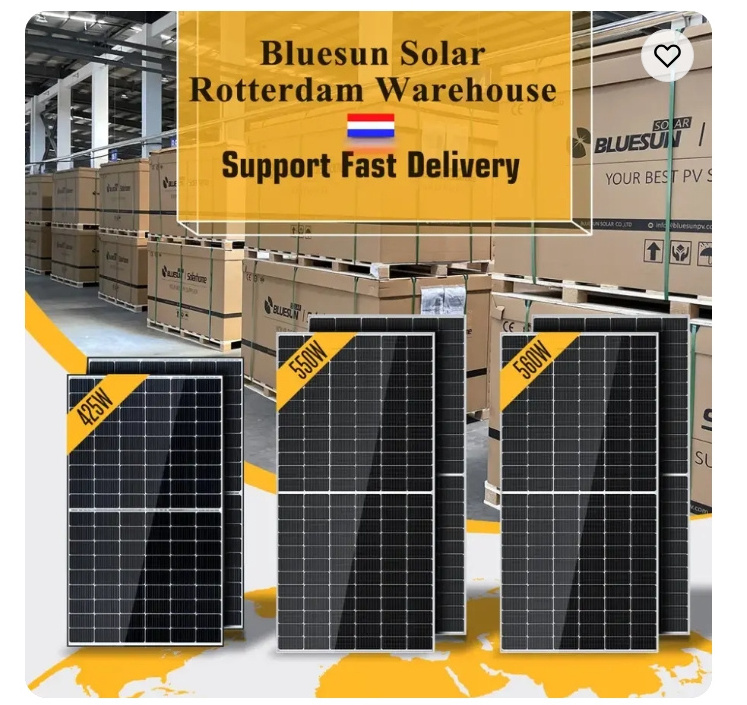 Bluesun Rotterdam Warehouse 400w solar panel 400w 400 watt 415w europe shingled solar panels 440W all black solar panels