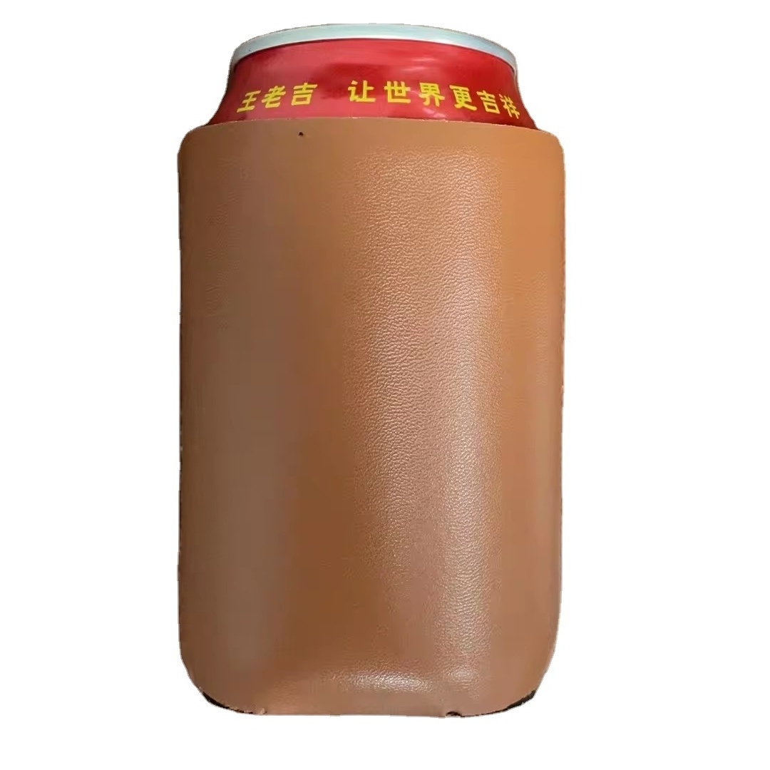 HOT SALE PU Neoprene Sublimation Can Coozies blank Slim Beer Can Sleeve  Black stubby can cooler pu leather coozies