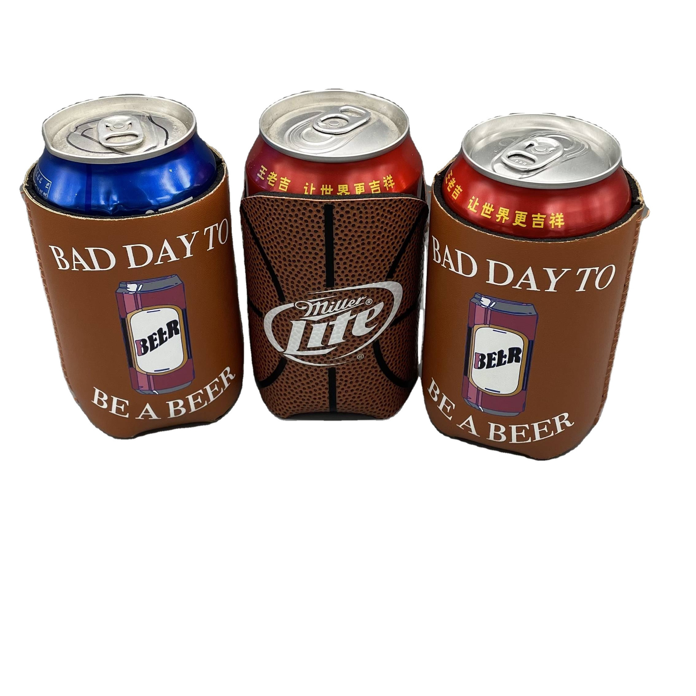 Sublimation Can Coozies blank Slim Beer Can Neoprene Leather Can cooler sleeve with 330ML