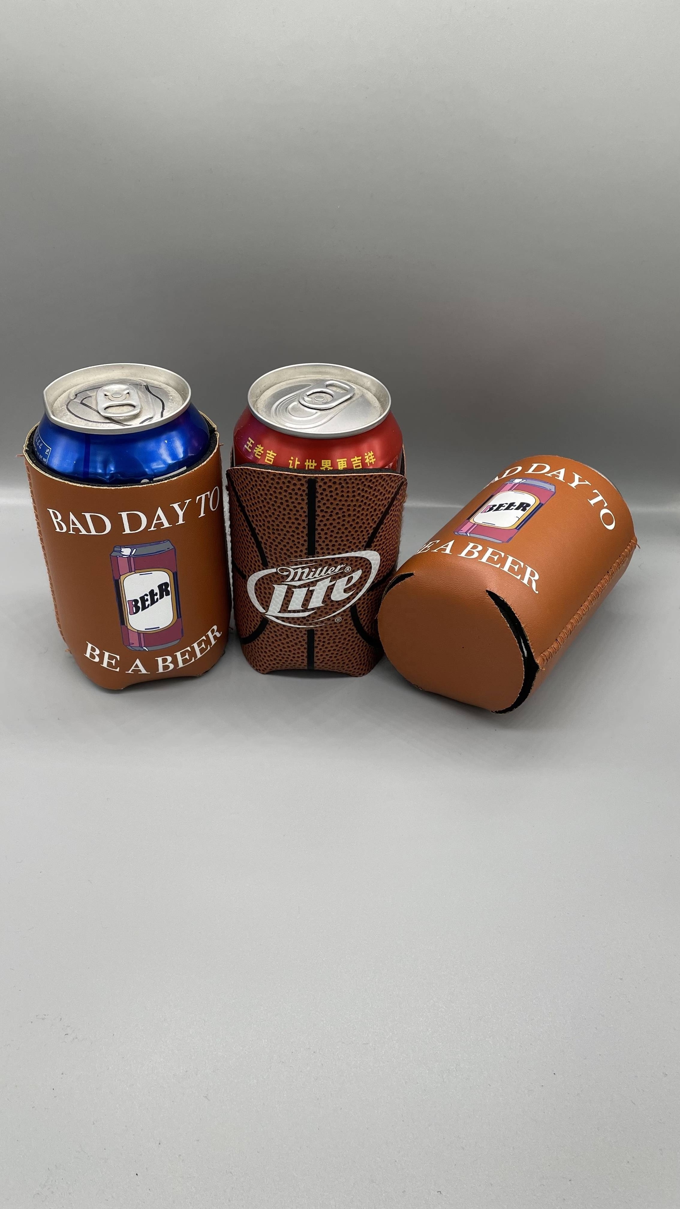 Sublimation Can Coozies blank Slim Beer Can Neoprene Leather Can cooler sleeve with 330ML