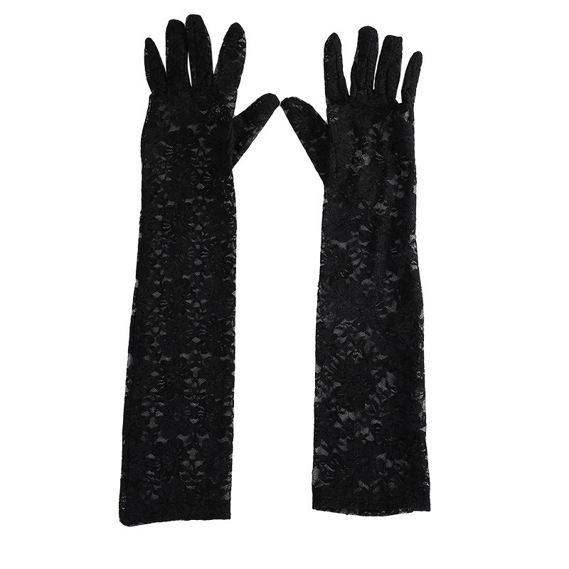 50 cm size Fashion Lace flower Women's Long Gloves UV Protection party festival wedding Long Women sexy gloves