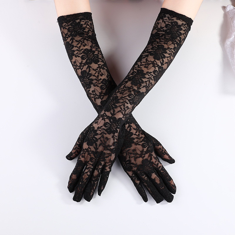 50 cm size Fashion Lace flower Women's Long Gloves UV Protection party festival wedding Long Women sexy gloves