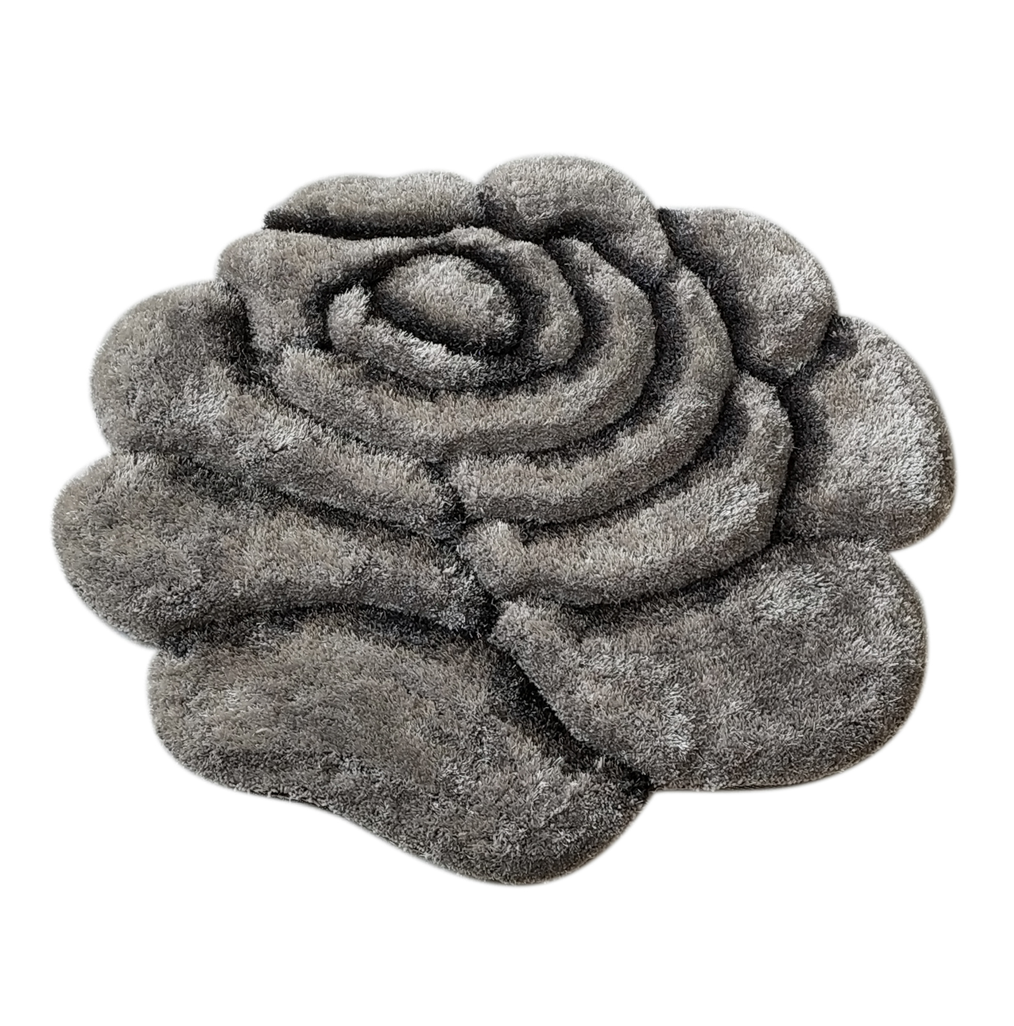 3D design grey color furry carpet flower shaped carpet