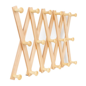 Manufactory 17 Pegs X Shape Accordion Wall Coat Hanger Solid Wooden Wall Hat Rack