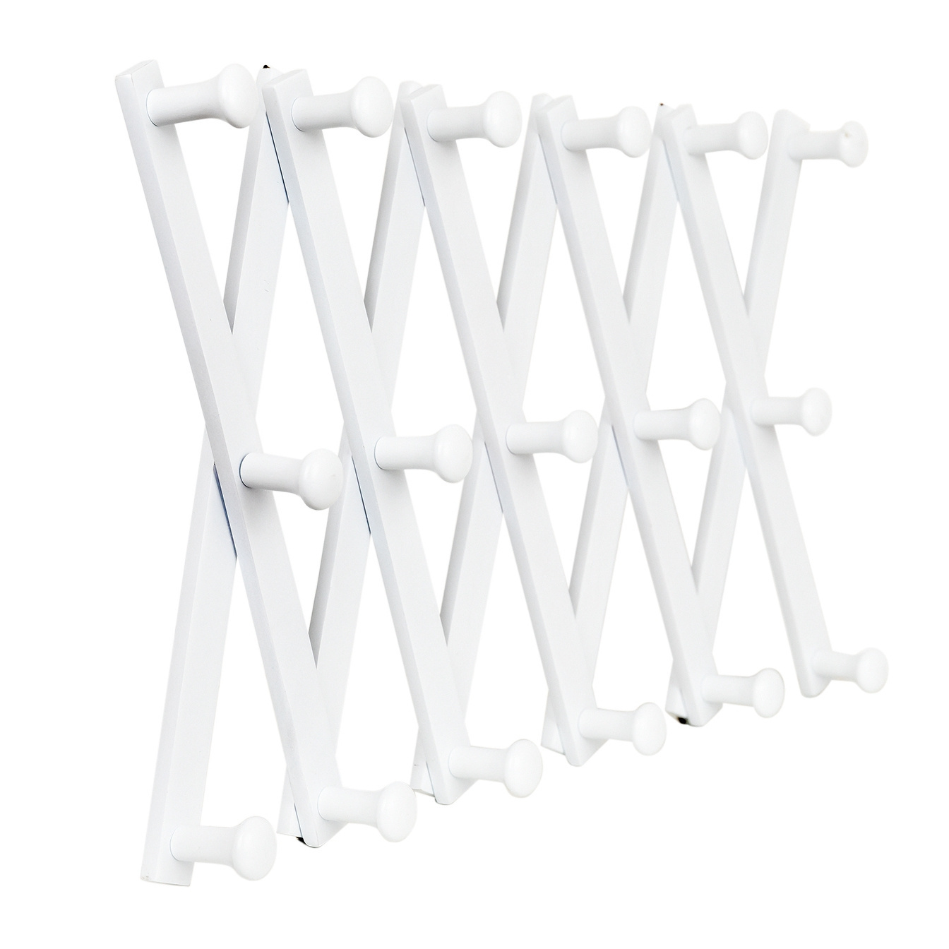 Promotion White Wood 17 Hooks Modern Expandable Coat Rack Wall Mounted for Hats