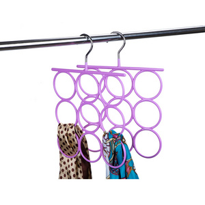 9 Holes Pink PVC Coated Scarf Towel Hanger Organizer