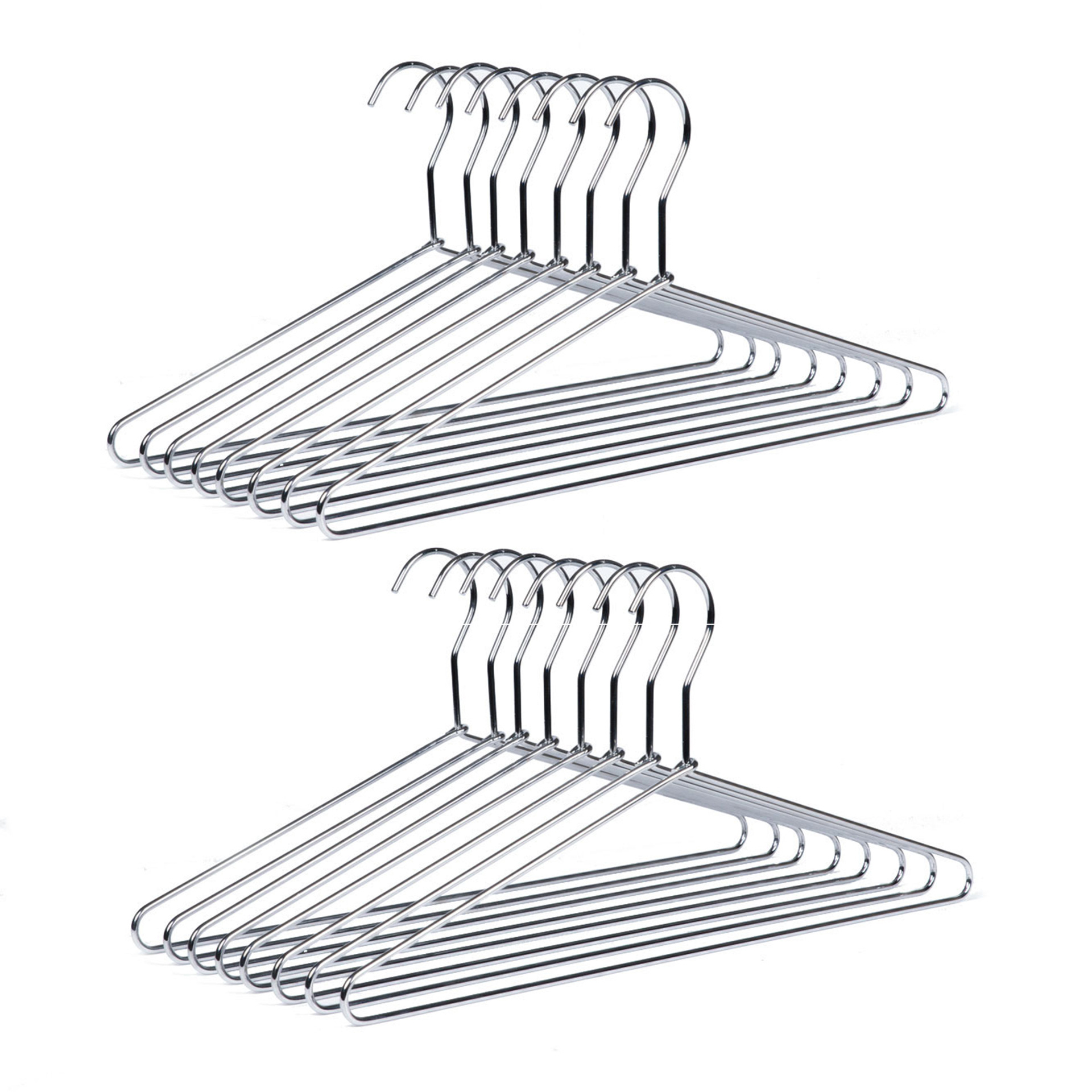 Heavy Duty Silver Metal Clothes Wire Hangers with Polished Chrome