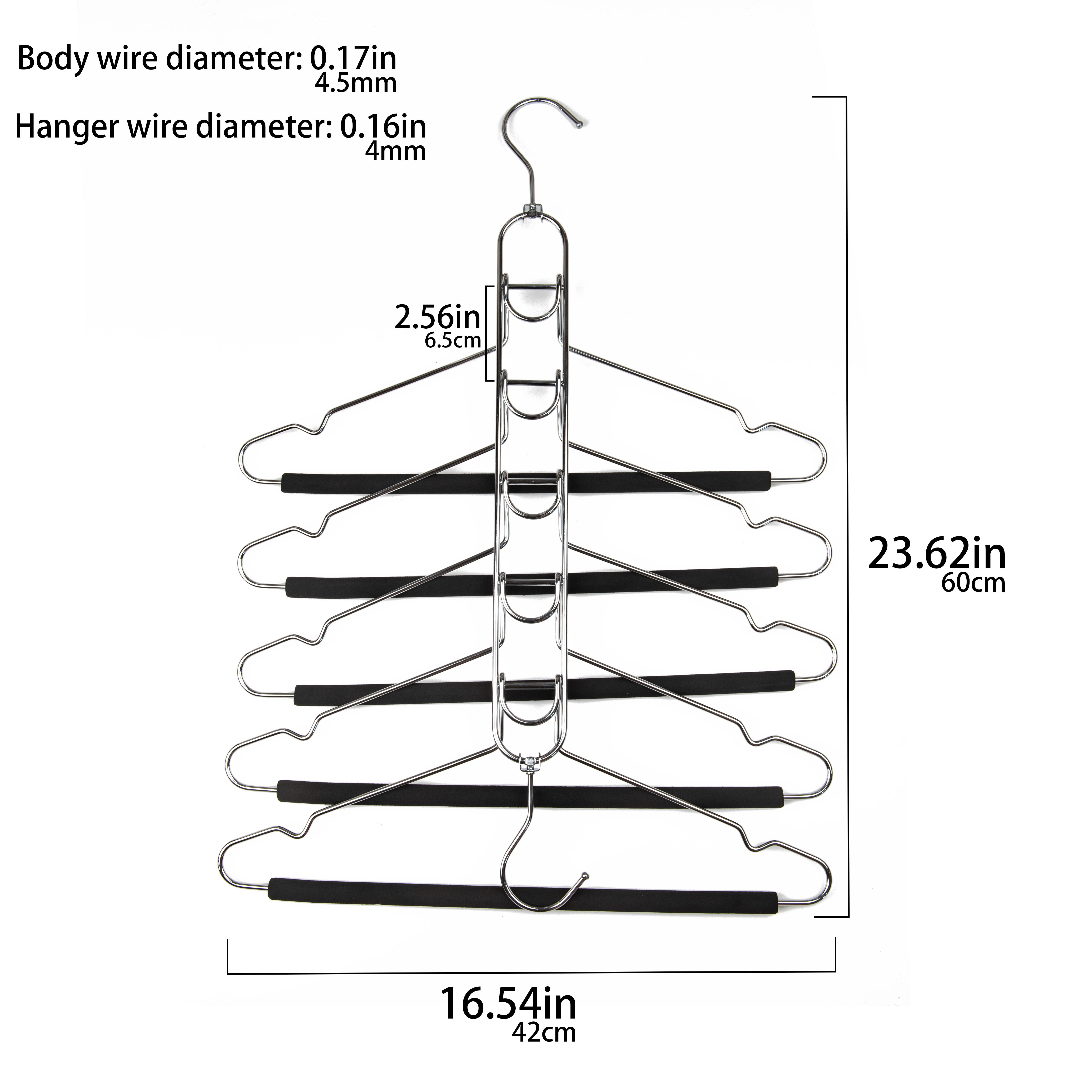 Multifunction multi-layers metal shirt & pants hangers coat hanger with non-slip black foam