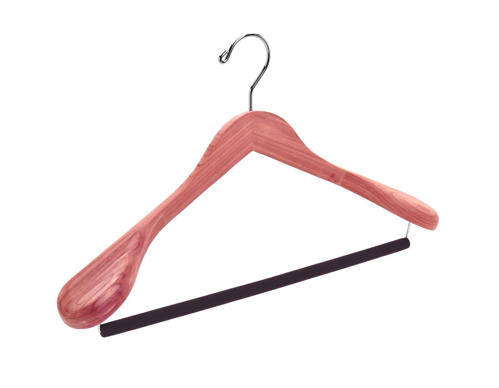 Luxury Red Cedar Wood Wide Shoulder Suit Coat Hangers with Non Slip Velvet Bar