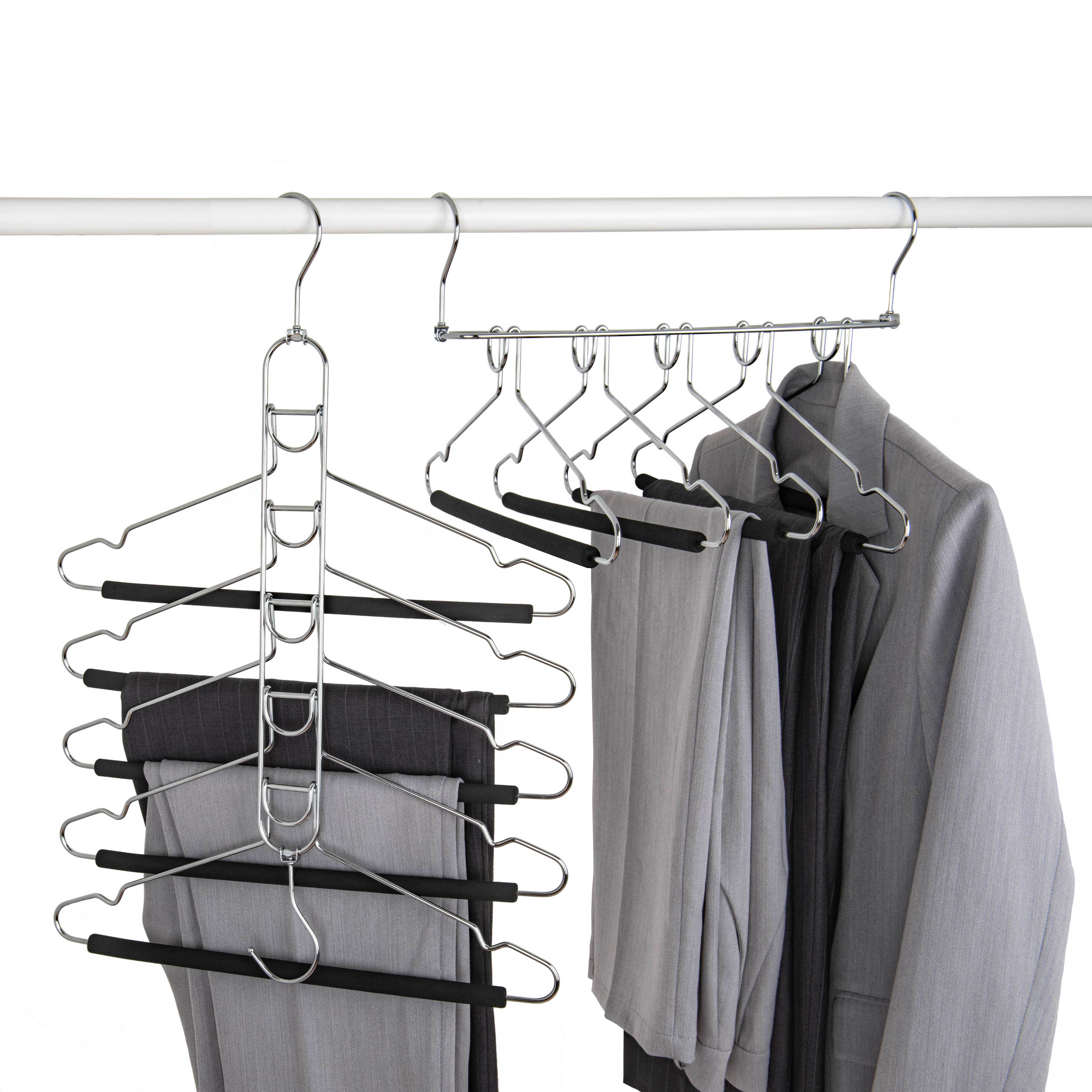 Multifunction multi-layers metal shirt & pants hangers coat hanger with non-slip black foam