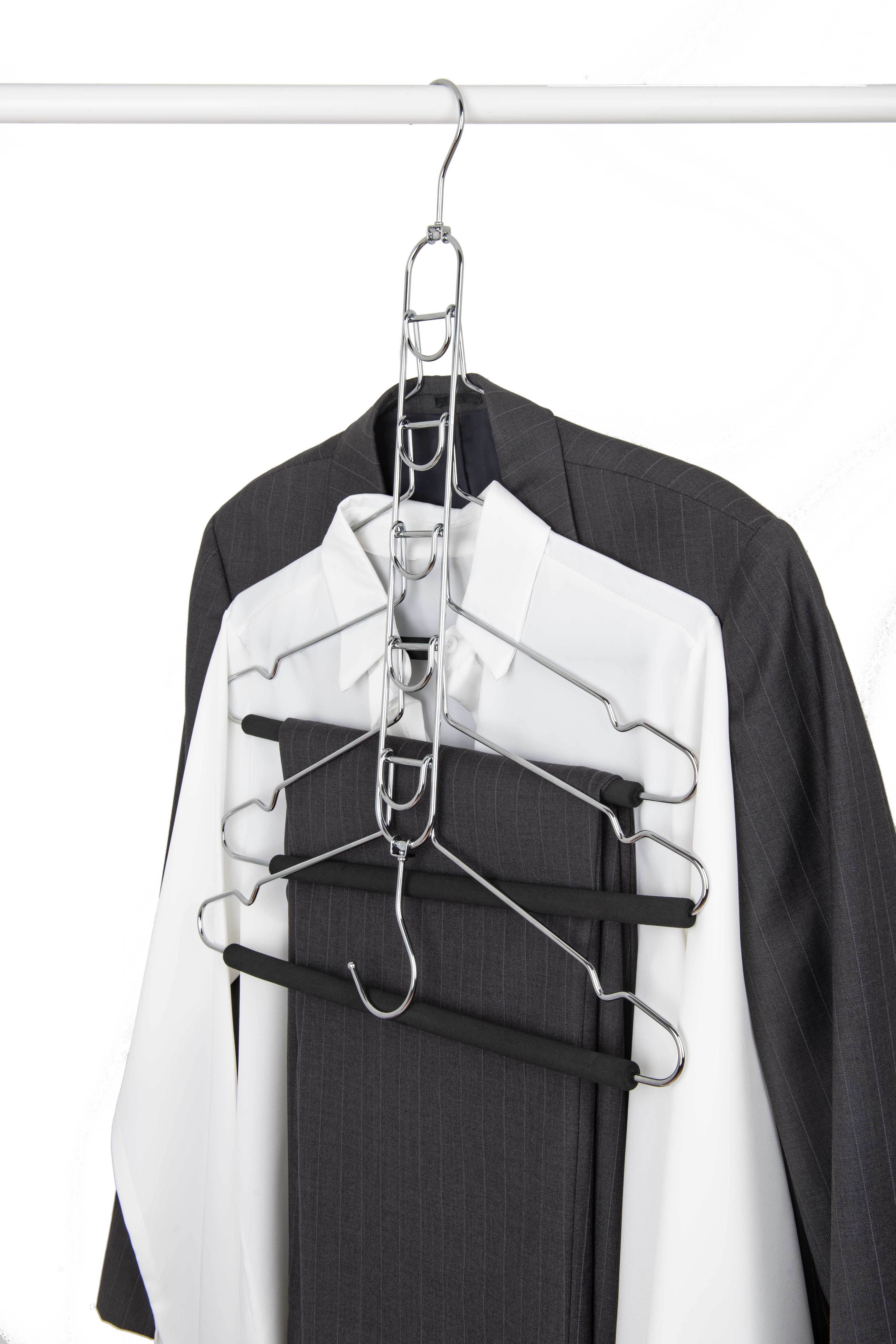 Multifunction multi-layers metal shirt & pants hangers coat hanger with non-slip black foam