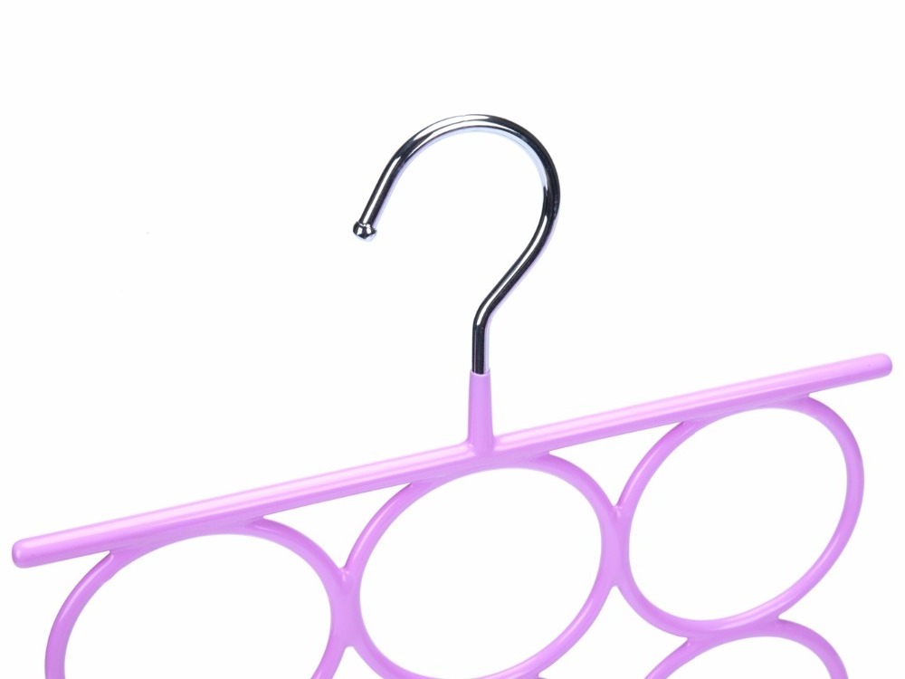 9 Holes Pink PVC Coated Scarf Towel Hanger Organizer