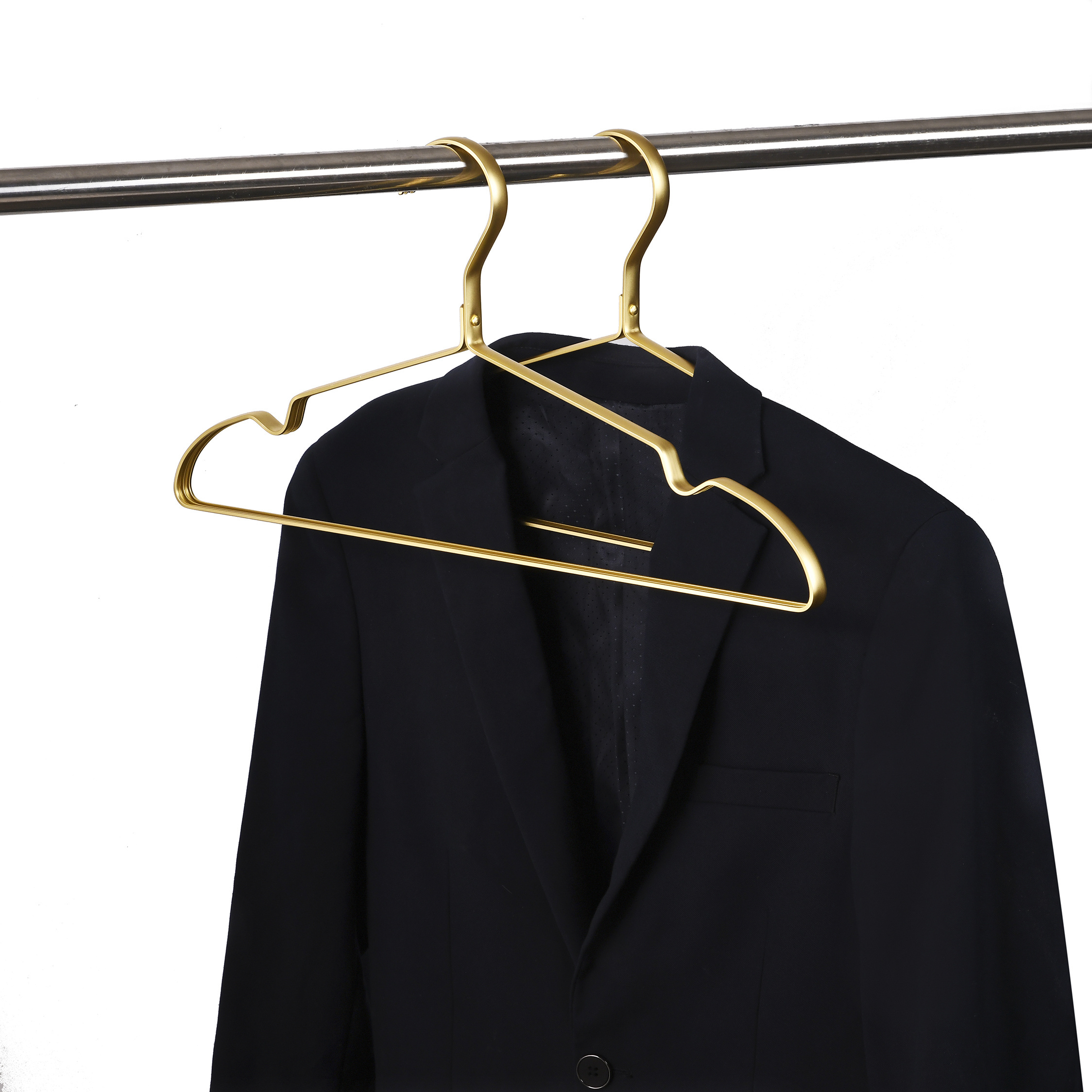 China hanger factory premium gold aluminum shirt hangers metal rack for coat suit