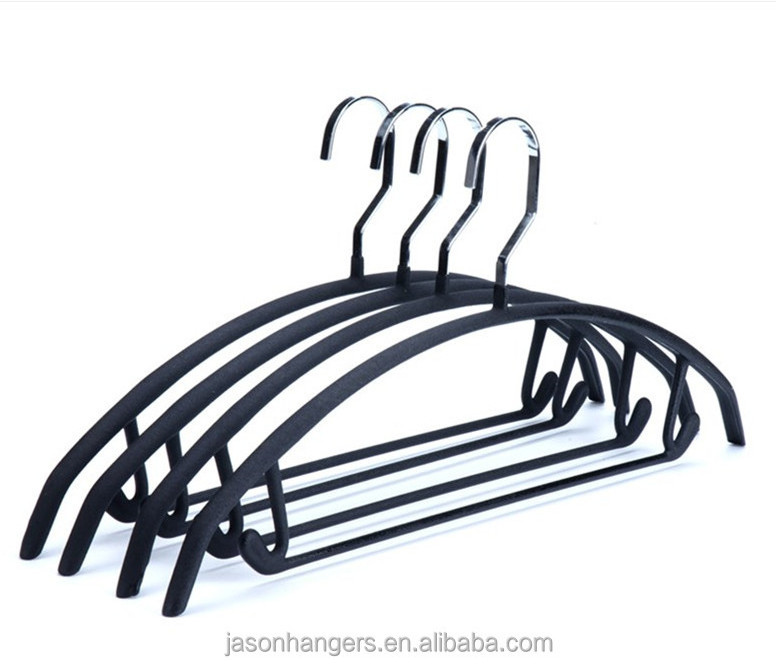 premium pvc matt clothes metal hanger with bar