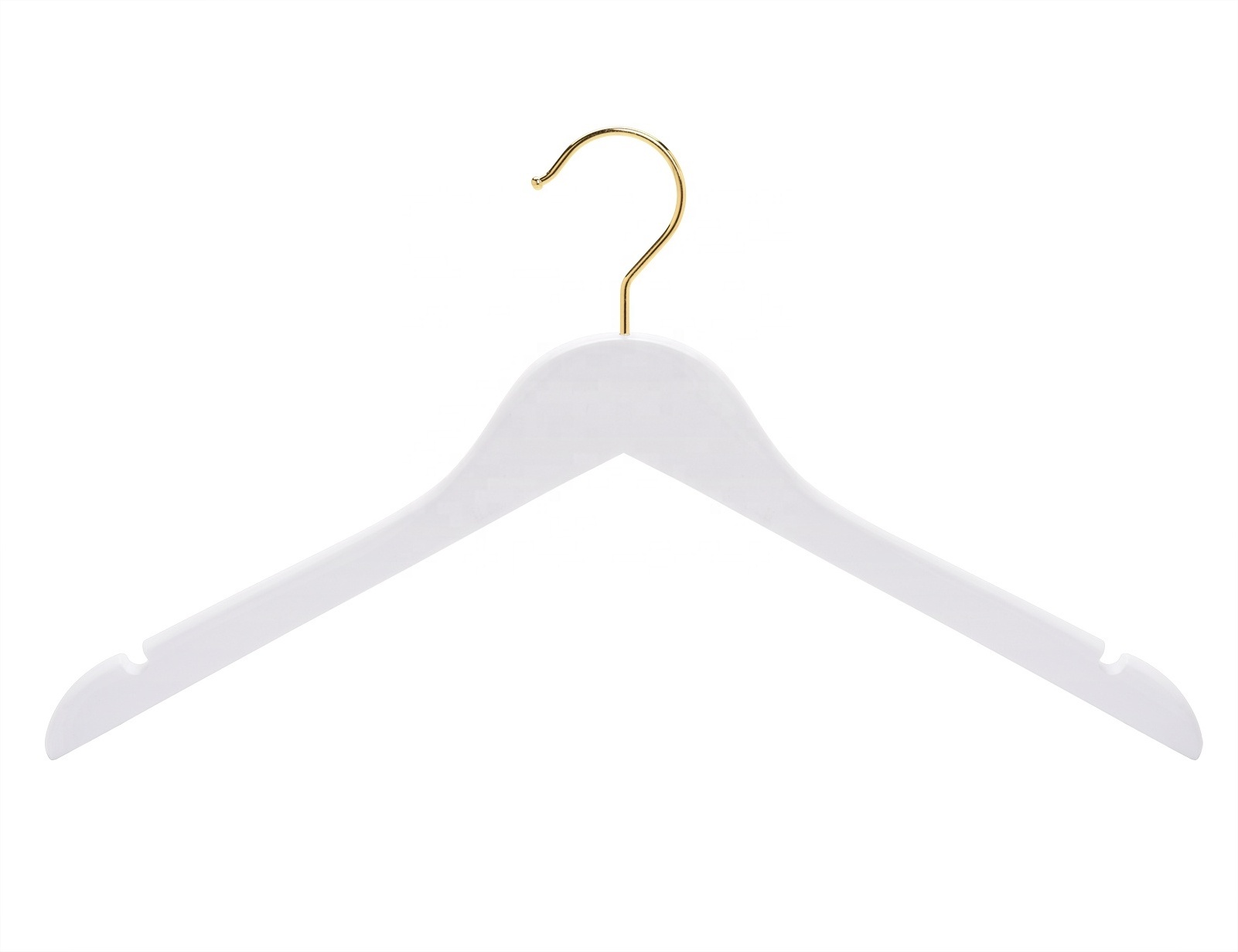 Factory Price Customizable White Wood Suit Coat Hangers with round Hook for Shop and Wardrobe for Hanging Clothes Logo