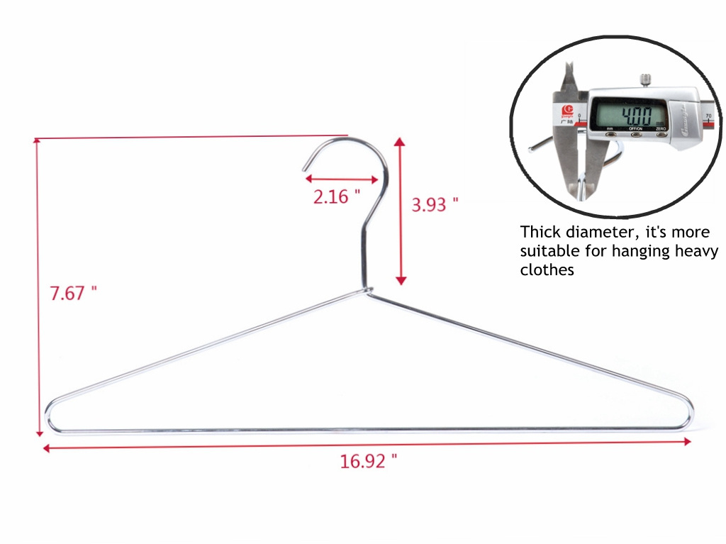Heavy Duty Silver Metal Clothes Wire Hangers with Polished Chrome