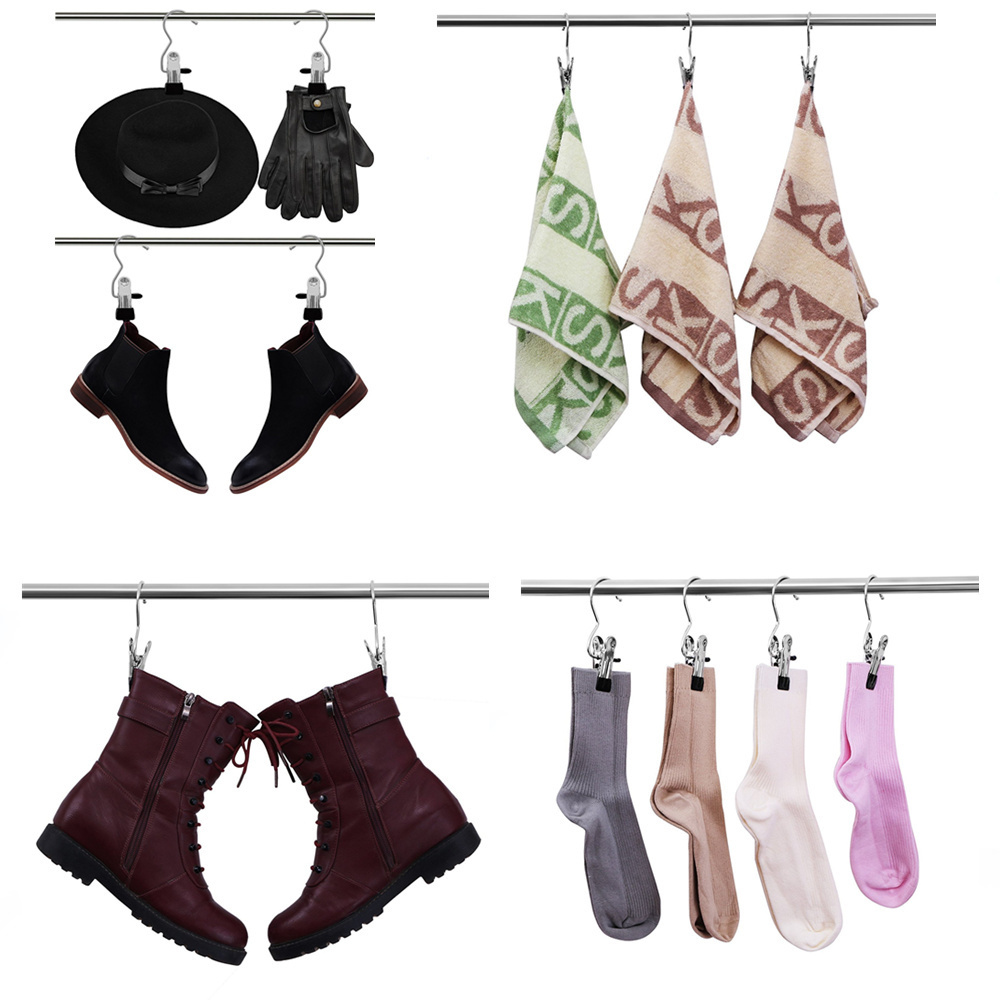 H01 Portable Laundry Hook Hanging Clothes Boot Hangers for Closet Travel Home clothing Boot Hanger Hold Clips