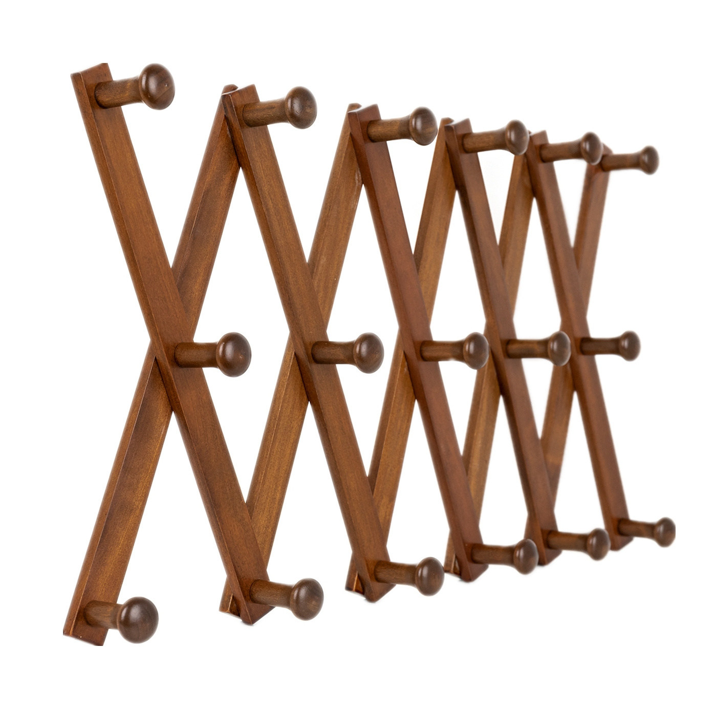 Factory Price Wooden Expandable Coat Rack Hanger 17 Pegs for Hanging Hats Clothes