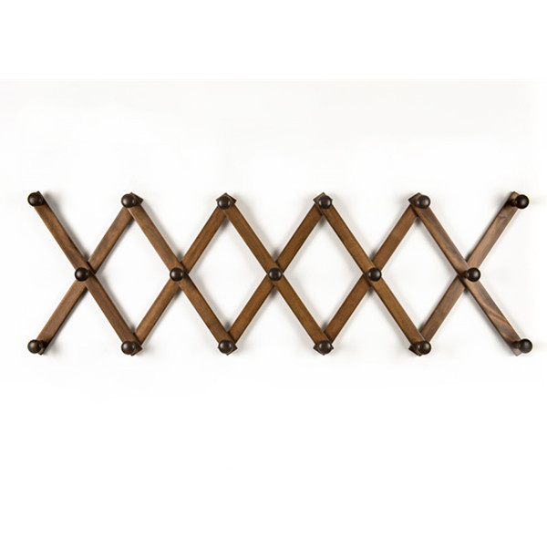 Wooden Expandable Coat Rack Hanger, Wall Mounted Accordion Wood Hook