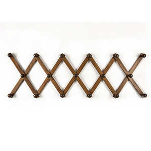 Wooden Expandable Coat Rack Hanger, Wall Mounted Accordion Wood Hook